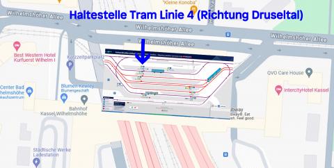 Trambahn Haltestelle Kassel Wilhelmshöhe